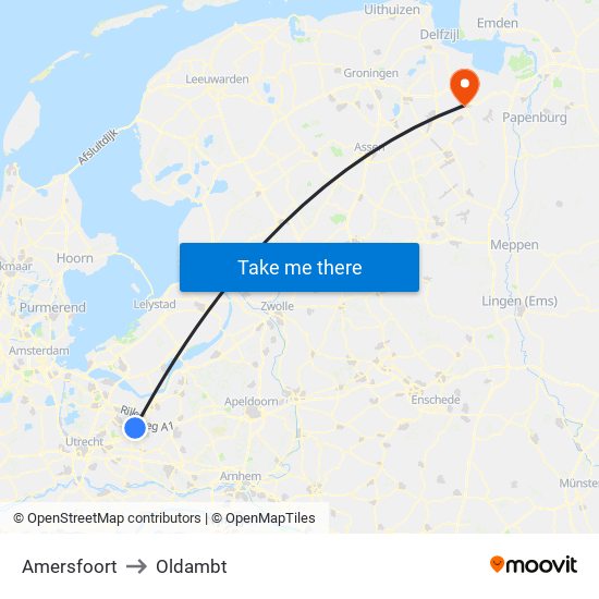 Amersfoort to Oldambt map
