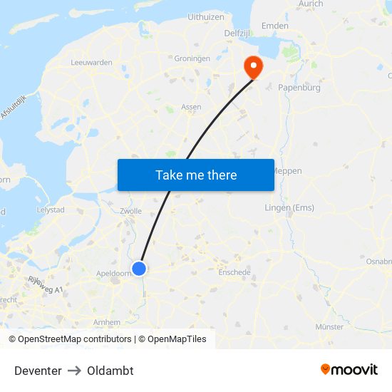 Deventer to Oldambt map