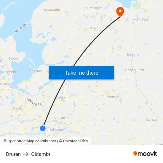 Druten to Oldambt map