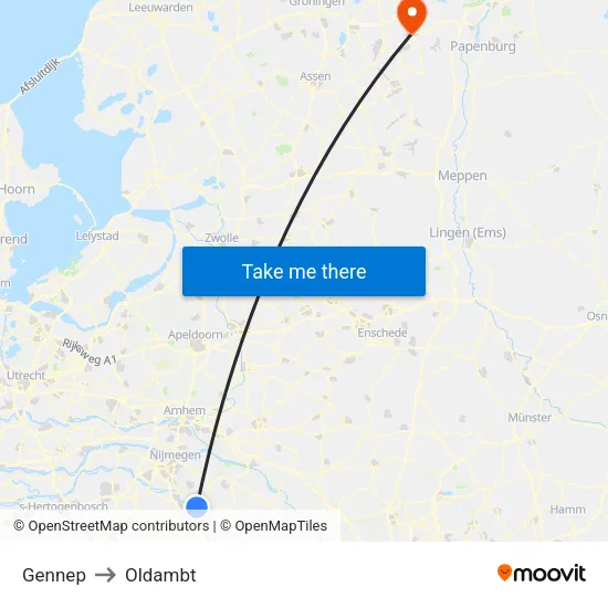 Gennep to Oldambt map