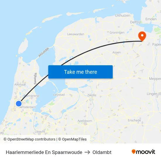 Haarlemmerliede En Spaarnwoude to Oldambt map