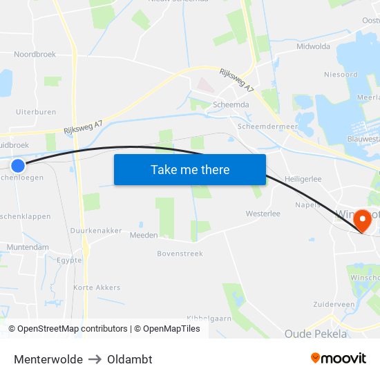 Menterwolde to Oldambt map