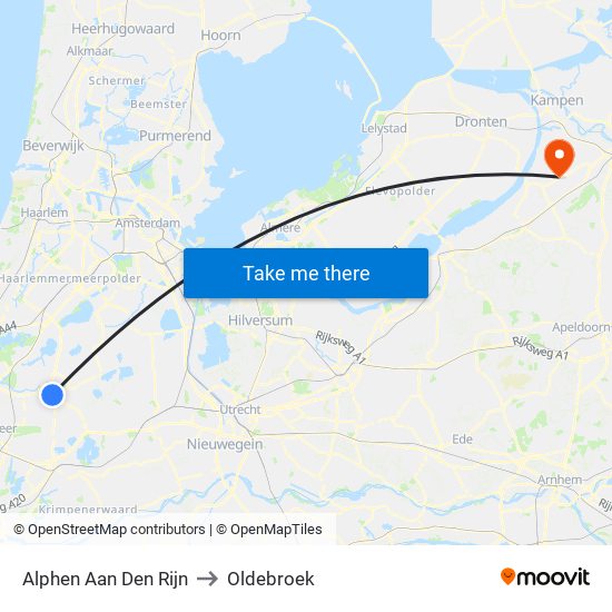 Alphen Aan Den Rijn to Oldebroek map