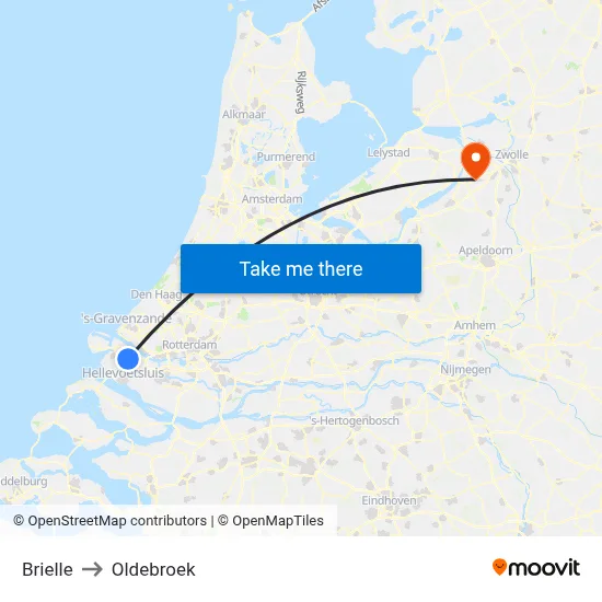 Brielle to Oldebroek map
