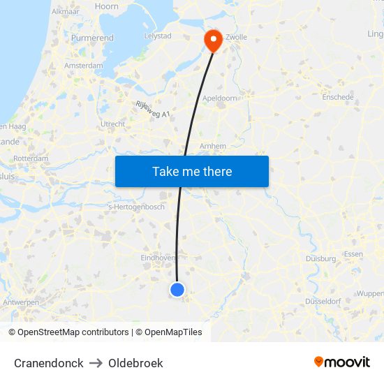 Cranendonck to Oldebroek map