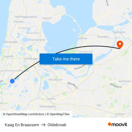 Kaag En Braassem to Oldebroek map