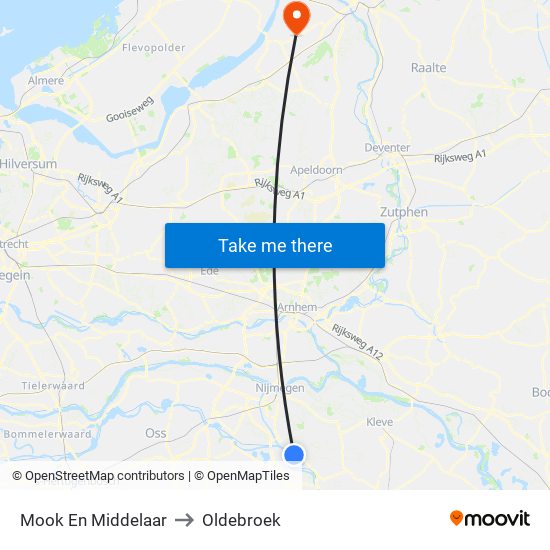 Mook En Middelaar to Oldebroek map