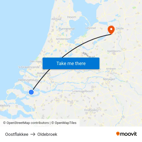Oostflakkee to Oldebroek map