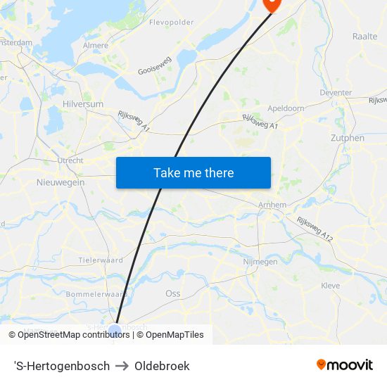 'S-Hertogenbosch to Oldebroek map