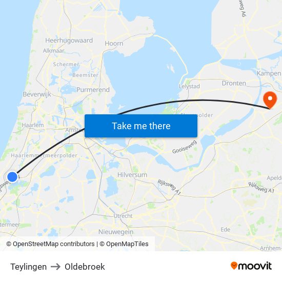 Teylingen to Oldebroek map