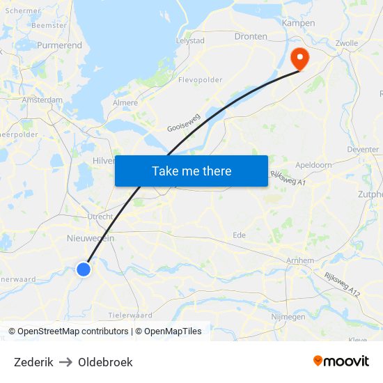 Zederik to Oldebroek map