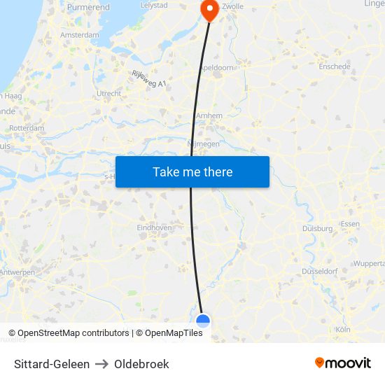 Sittard-Geleen to Oldebroek map
