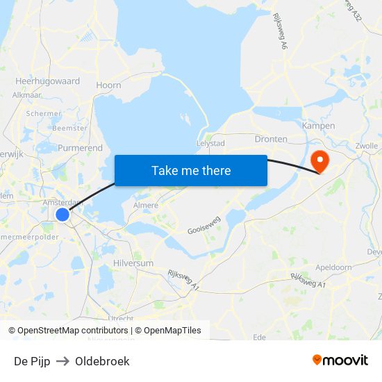 De Pijp to Oldebroek map