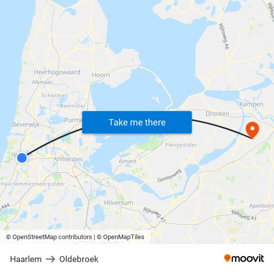 Haarlem to Oldebroek map