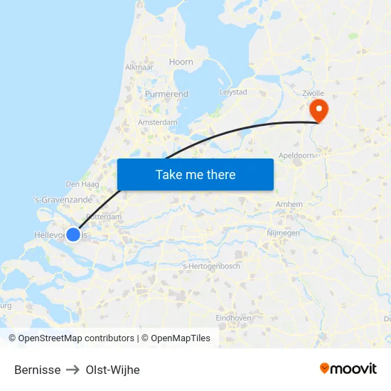 Bernisse to Olst-Wijhe map