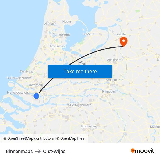 Binnenmaas to Olst-Wijhe map