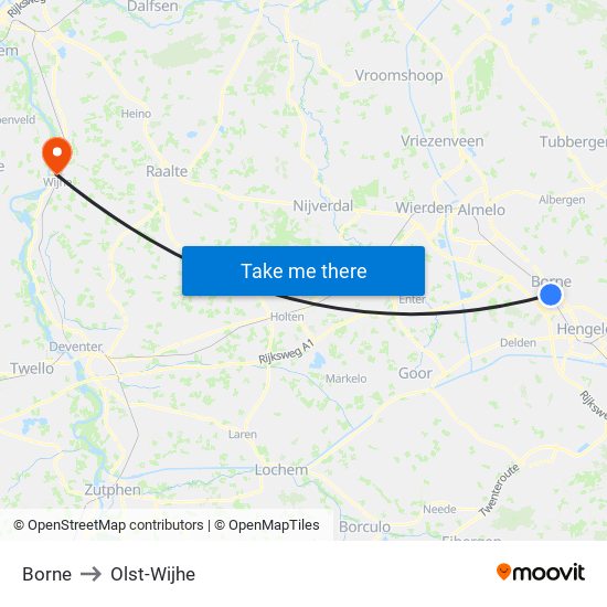 Borne to Olst-Wijhe map