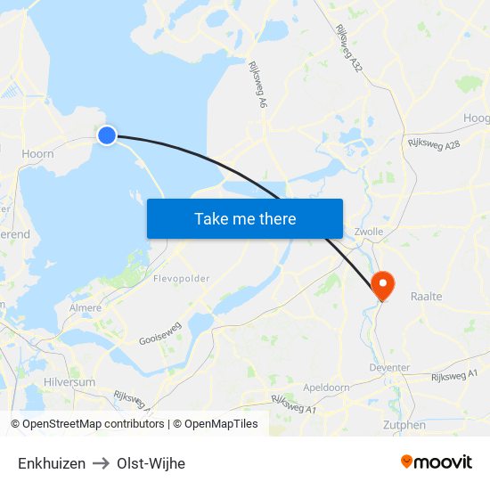 Enkhuizen to Olst-Wijhe map