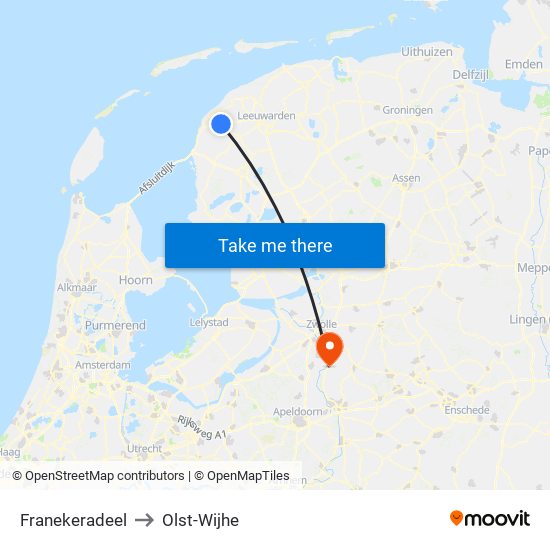 Franekeradeel to Olst-Wijhe map