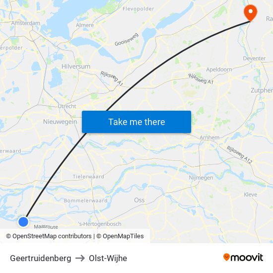 Geertruidenberg to Olst-Wijhe map