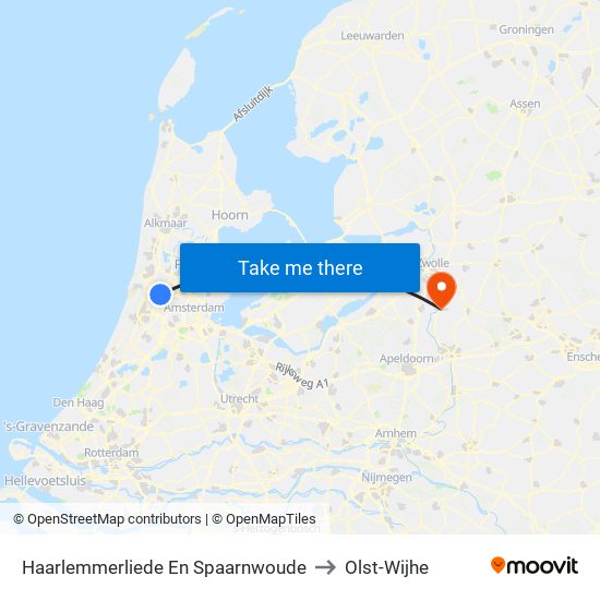 Haarlemmerliede En Spaarnwoude to Olst-Wijhe map