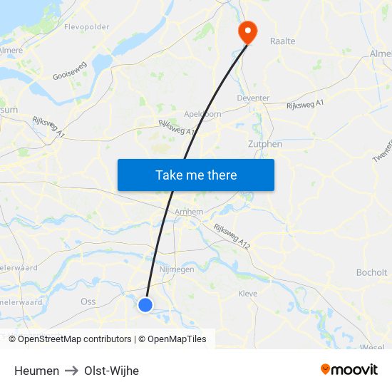 Heumen to Olst-Wijhe map