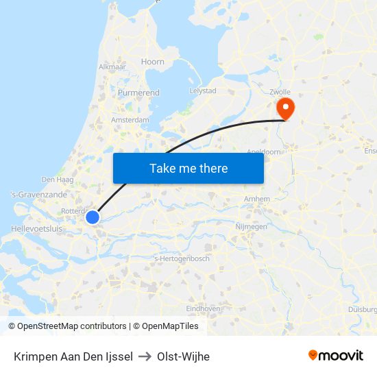 Krimpen Aan Den Ijssel to Olst-Wijhe map