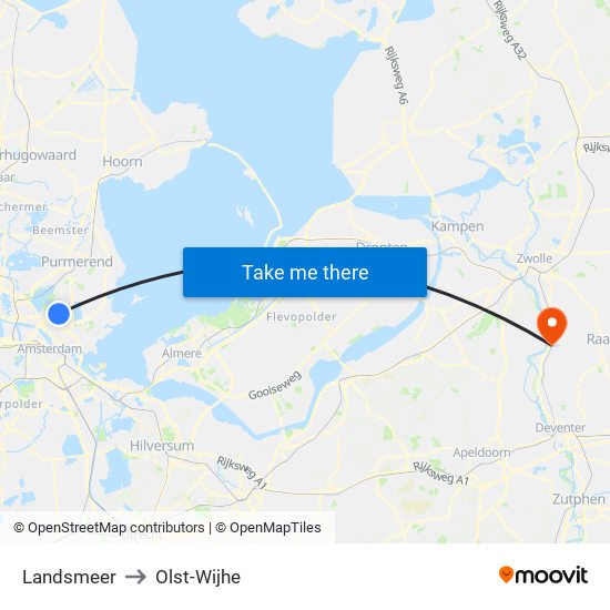 Landsmeer to Olst-Wijhe map