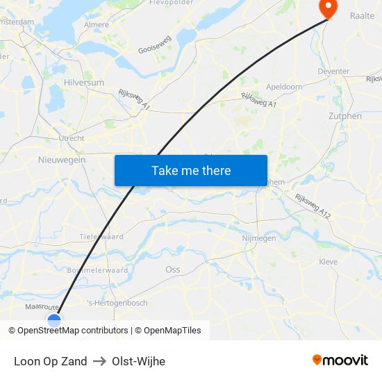 Loon Op Zand to Olst-Wijhe map