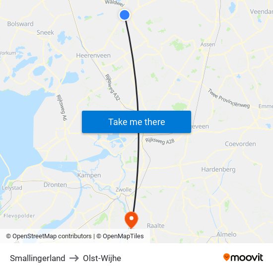 Smallingerland to Olst-Wijhe map