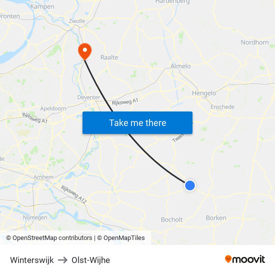 Winterswijk to Olst-Wijhe map