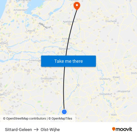 Sittard-Geleen to Olst-Wijhe map