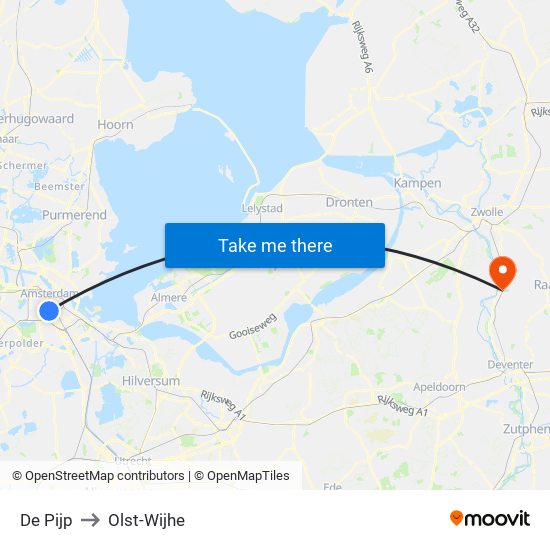 De Pijp to Olst-Wijhe map