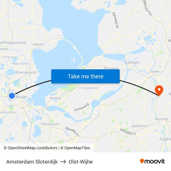 Amsterdam Sloterdijk to Olst-Wijhe map