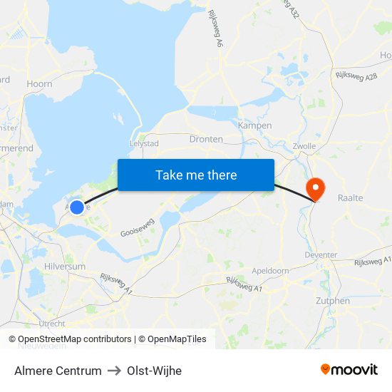 Almere Centrum to Olst-Wijhe map