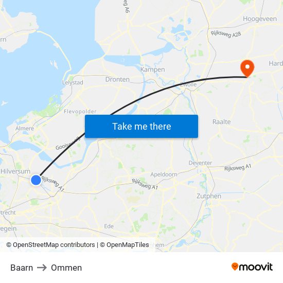 Baarn to Ommen map