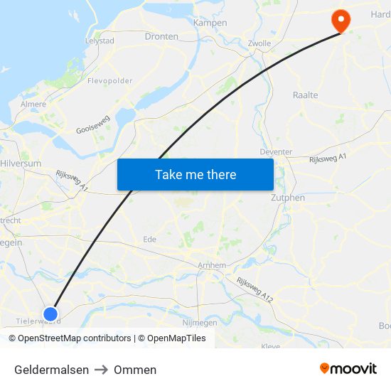 Geldermalsen to Ommen map