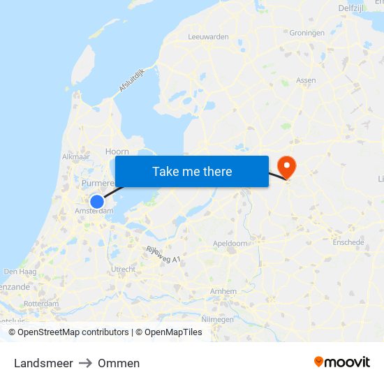 Landsmeer to Ommen map