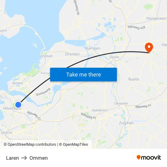 Laren to Ommen map