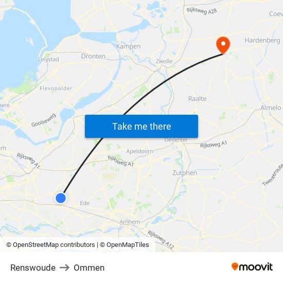 Renswoude to Ommen map