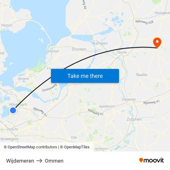 Wijdemeren to Ommen map