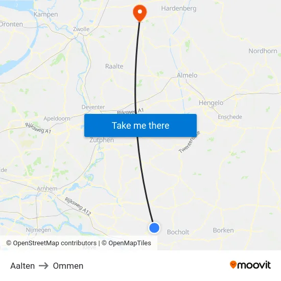 Aalten to Ommen map