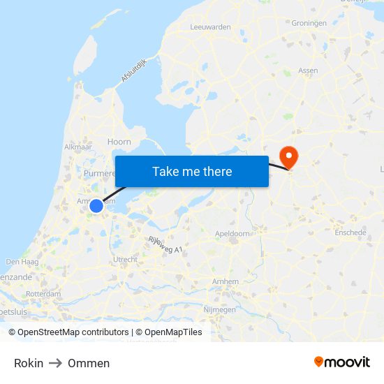 Rokin to Ommen map