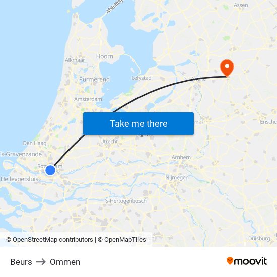 Beurs to Ommen map