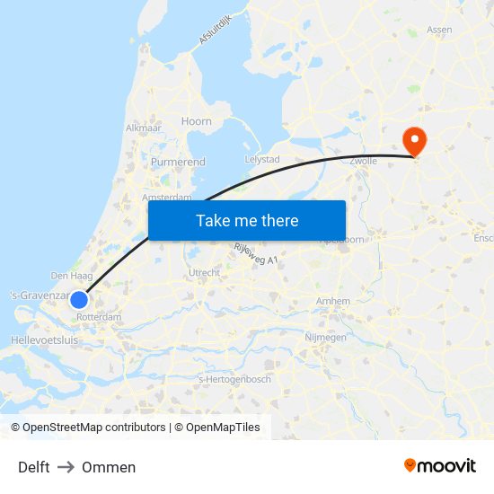 Delft to Ommen map