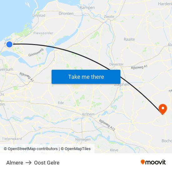 Almere to Oost Gelre map