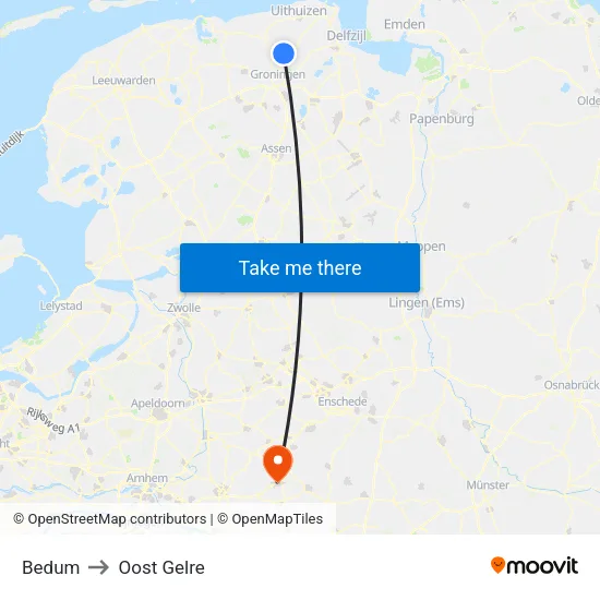 Bedum to Oost Gelre map
