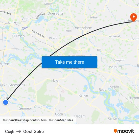 Cuijk to Oost Gelre map