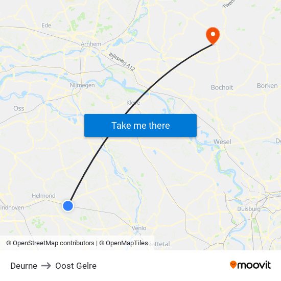 Deurne to Oost Gelre map