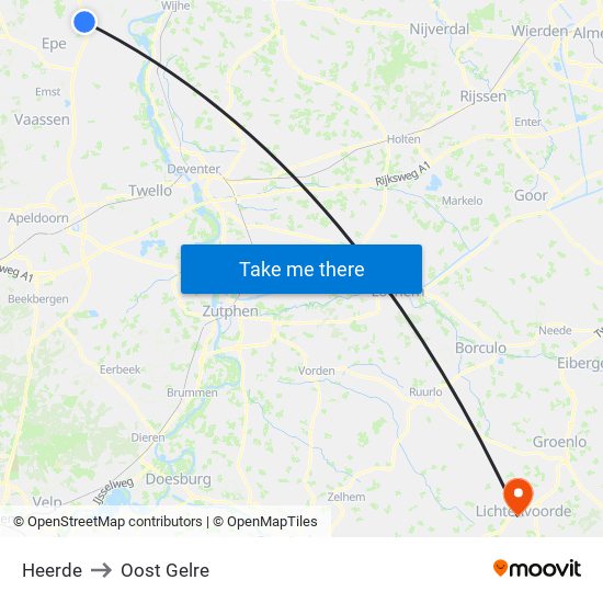 Heerde to Oost Gelre map